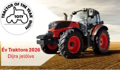 Kioti HX traktor az év traktora jelölés logóval