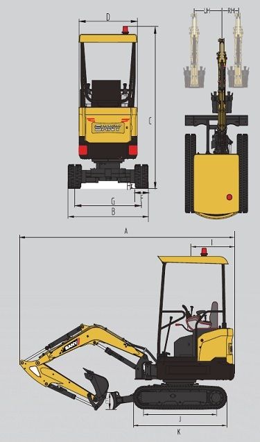 SANY SY16C méretek