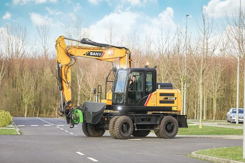 Sany SY155W 14,5 tonnás gumikerekes kotrógép