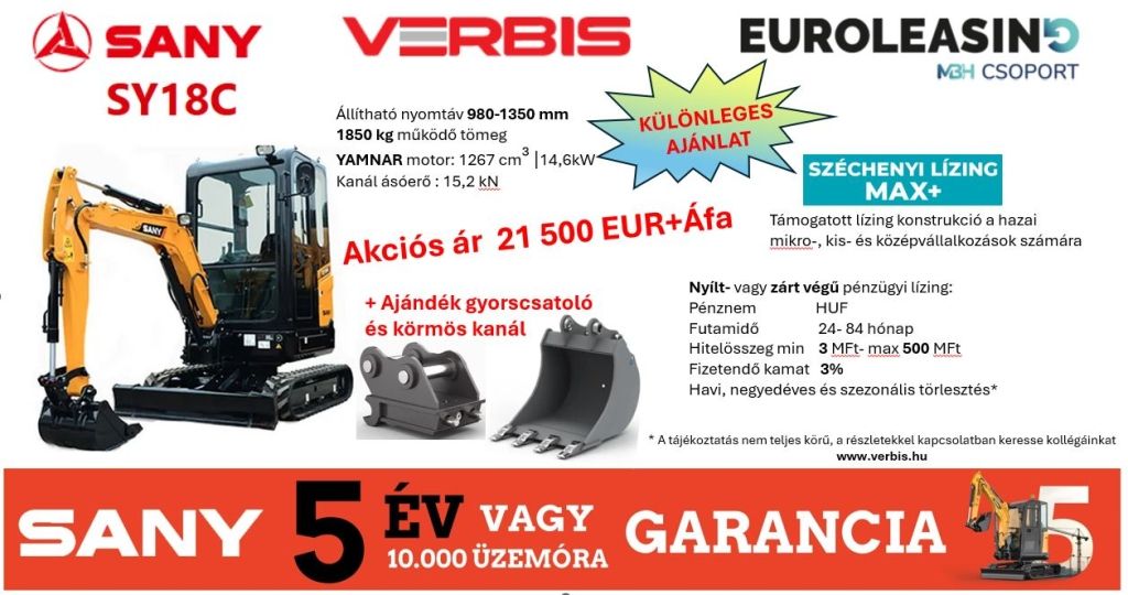 SANY 5 év garancia