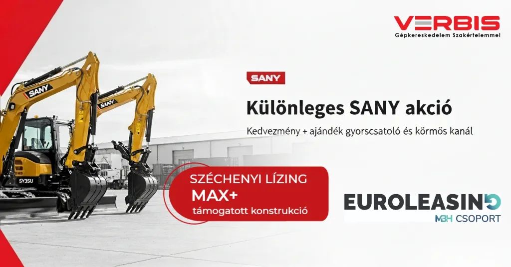 Különleges ajánlat a Verbis Kft.-től SANY mini- és midikotrókra