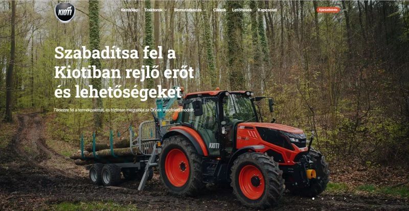 kioti.hu nyítólap képe