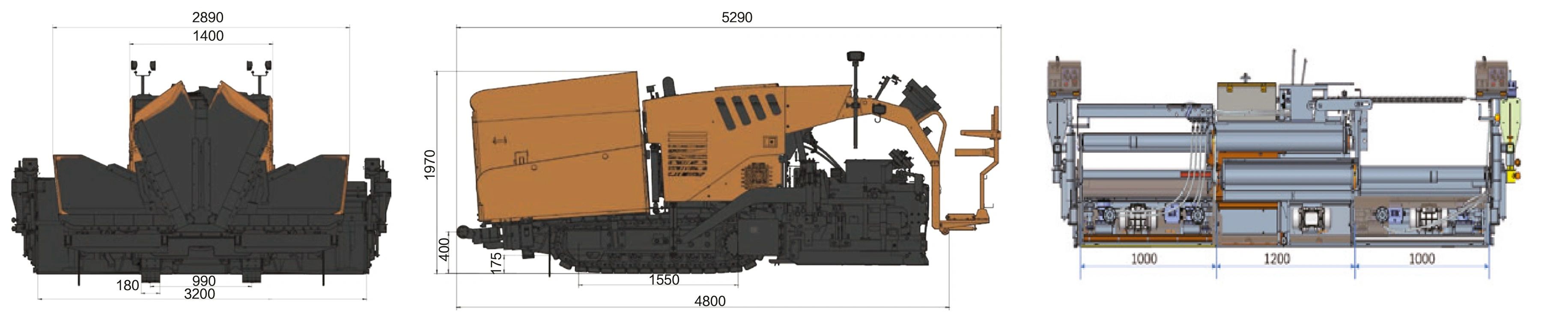 SAP30C-10 Kompakt aszfaltterítő méretei