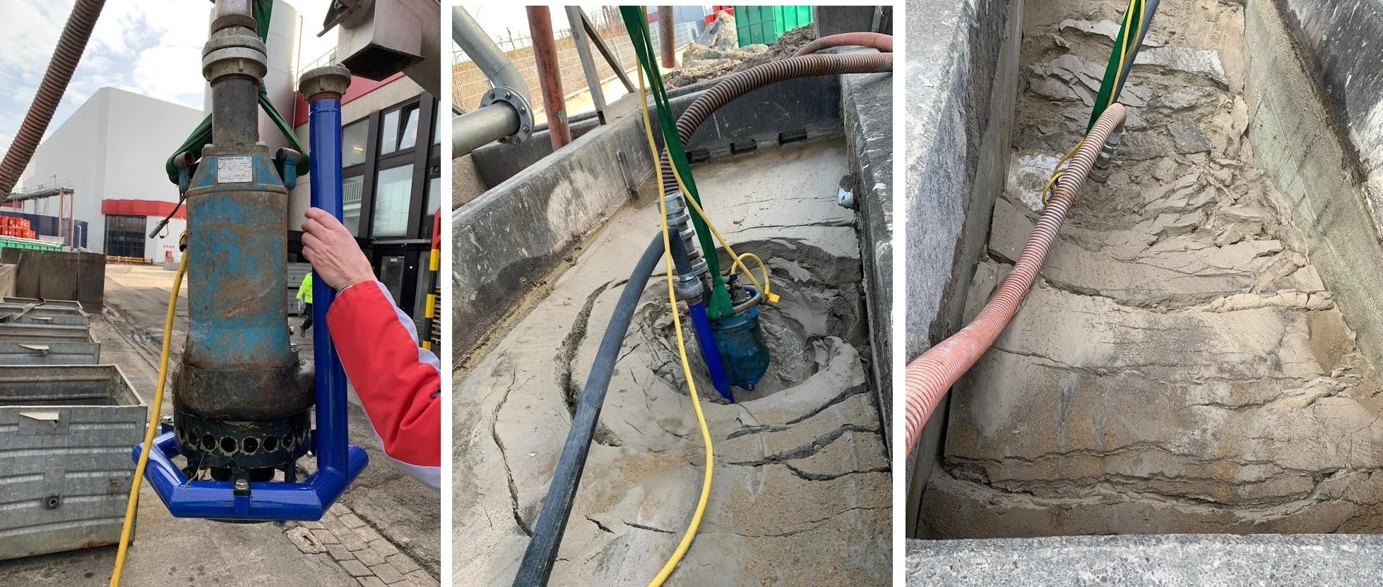 Iszaptalanítás Tsurumi KRS2-80 szivattyúra szerelt JET-RING adapterrel