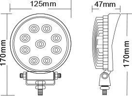 Univerzális LED-es munkalámpa 9 led méret