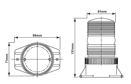 LED villogó és forgófény méretek 2