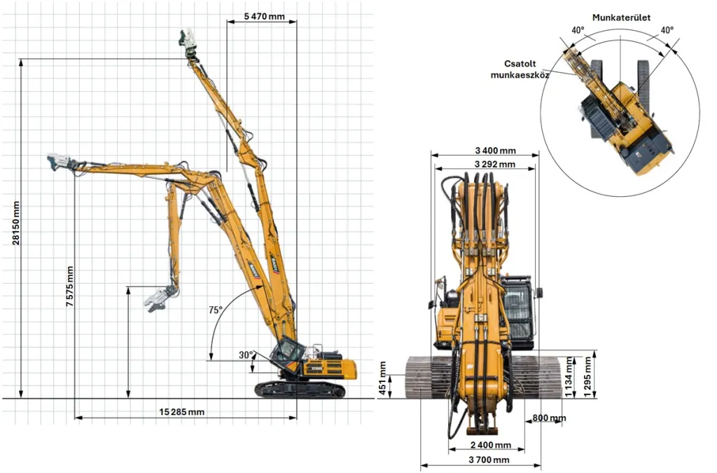 SY500HRD munkaterület méretek SY500HRD munkaterület méretek
