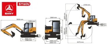 SY30U Méretek és működési tartomány