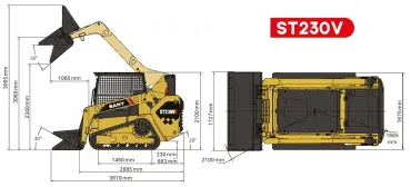 ST230V méretei és műszaki rajza
