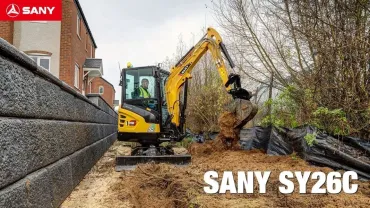 SANY SY26C 2,7 tonnás lánctalpas kotró szűk helyen dolgozik