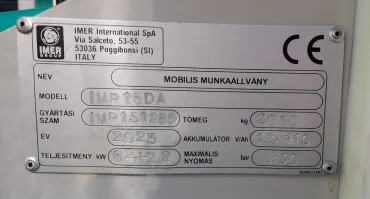 IMER R15DA karos emelő adattábla